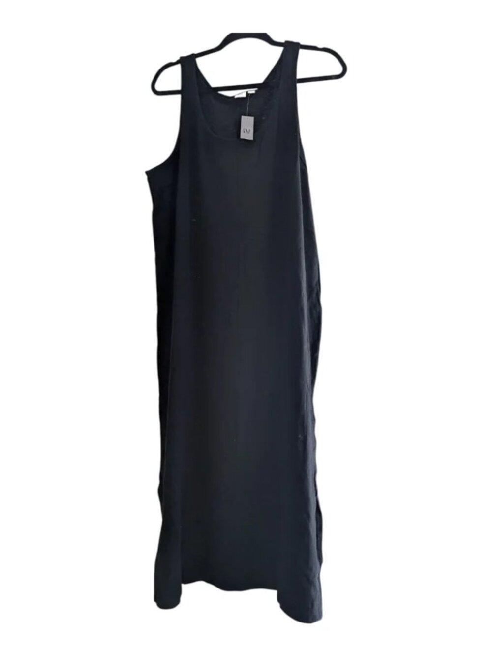 GAP Womens Black Maxi Cotton Sleeveless Long Stretch Dress T-Shirt Dress